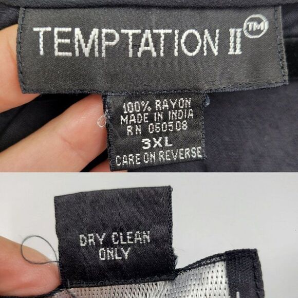 Temptations II Dress 3X Black Crinkle Swing Sheer Bell Sleeve Handkerchief Hem - Picture 3 of 17